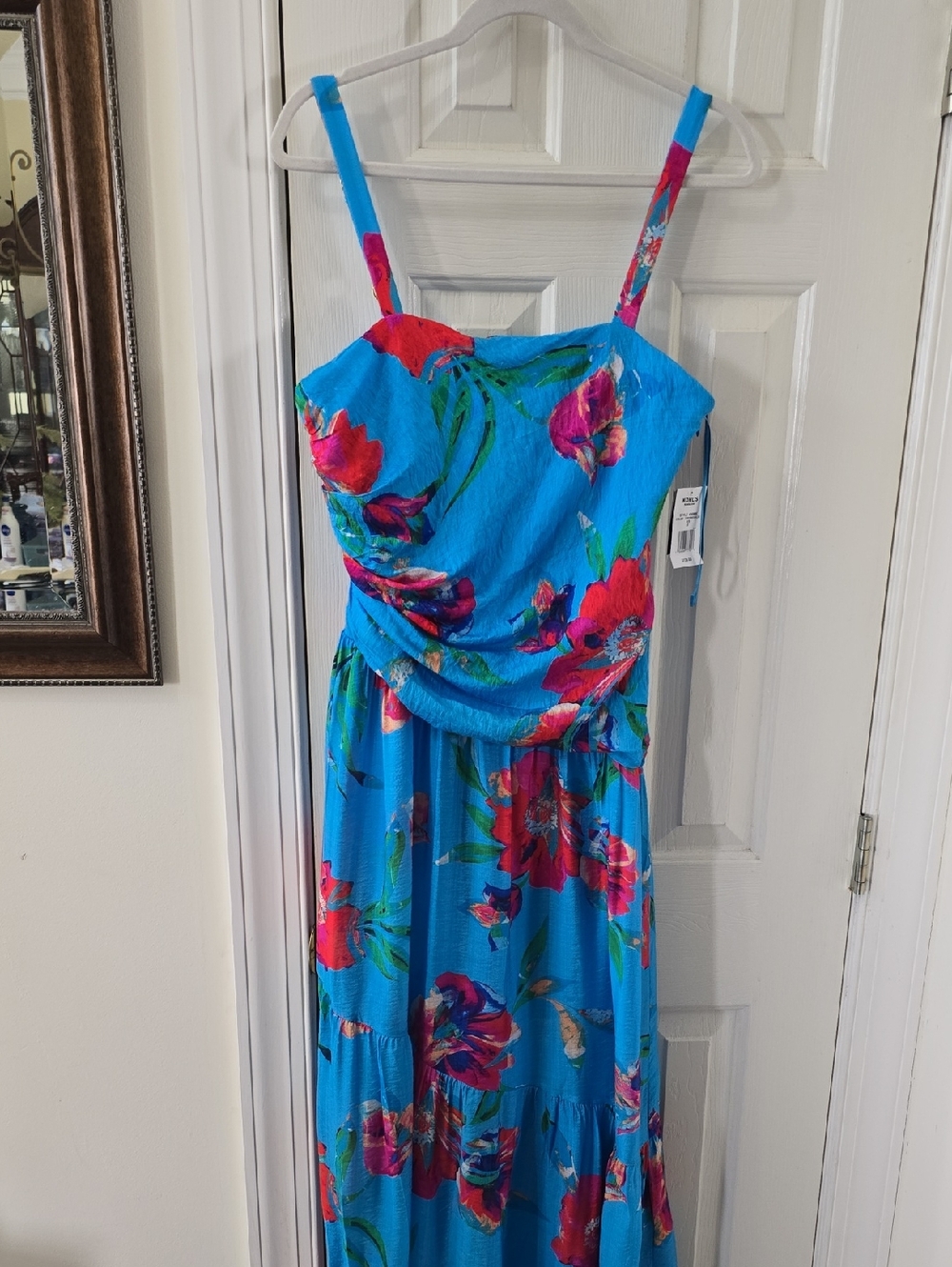 TAYLOR BRAND WOMEN'S BLUE FLORAL LONG SUMMER SUNDRESS SIZE 8